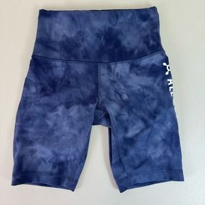 Lululemon Orange Theory All Out Biker Shorts Tie-Dye Navy XS